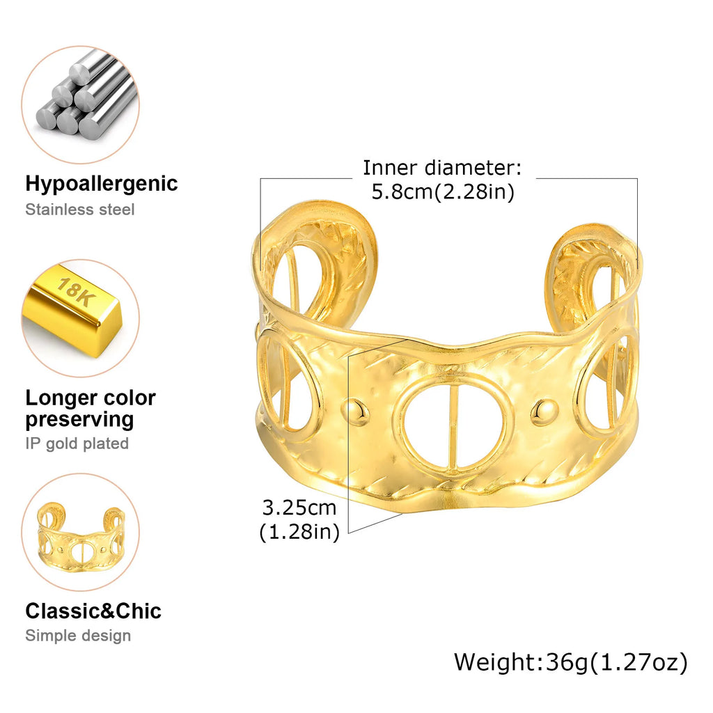 Exaggerated Stainless Steel Skeleton Open Bangle Bracelet with Silk Scarf
