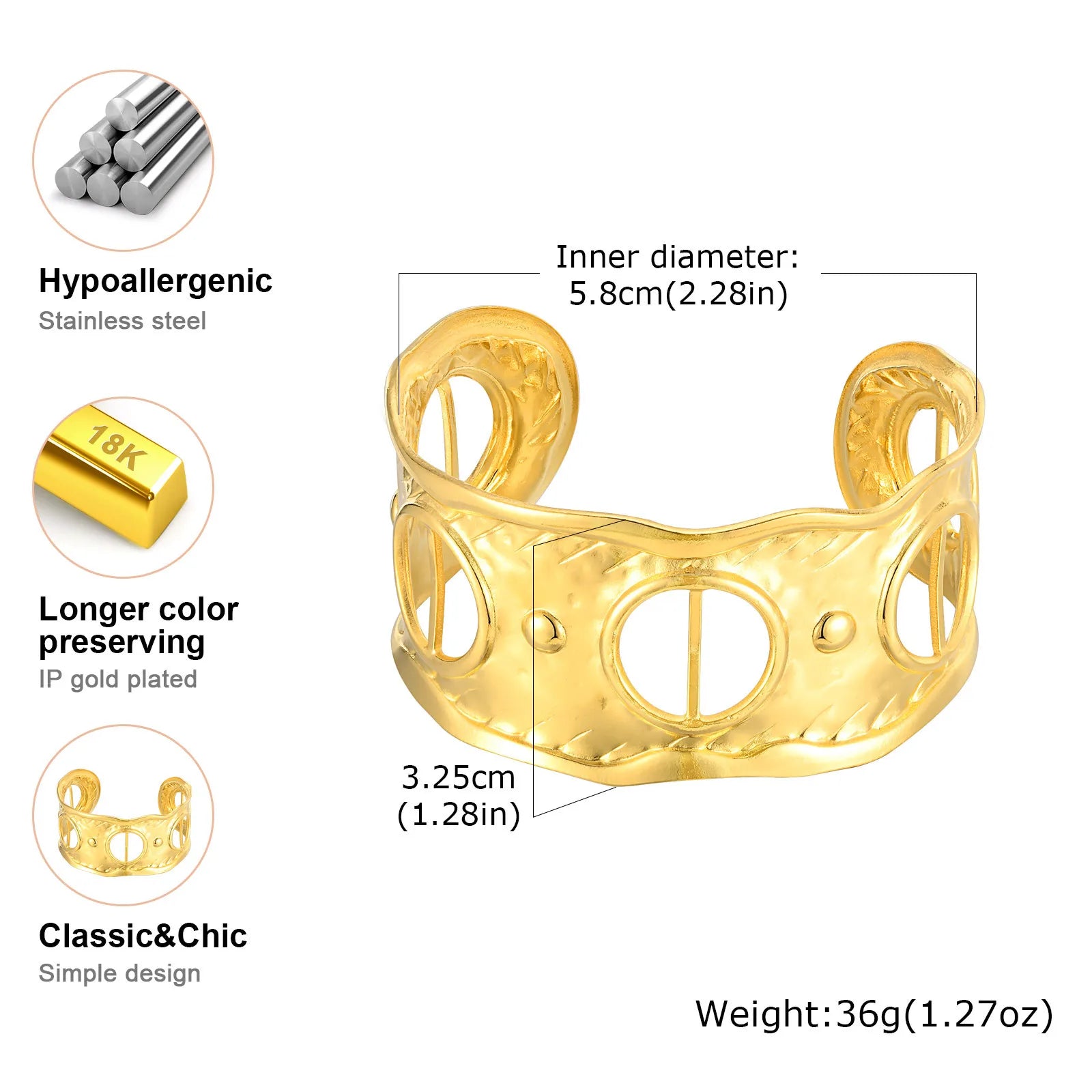 Exaggerated Stainless Steel Skeleton Open Bangle Bracelet with Silk Scarf