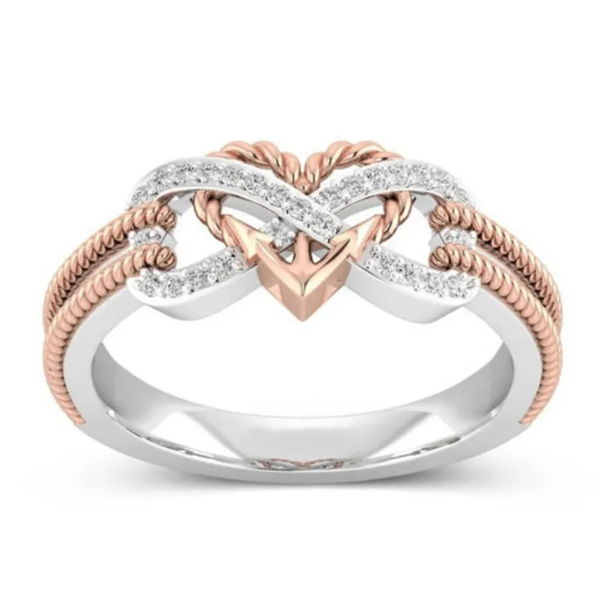 Rose Gold Plated Black Heart Ring Zinc Alloy Valentine's Birthday Gift