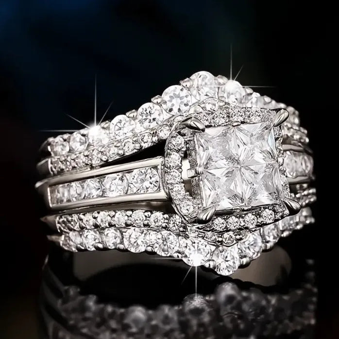 Women’s Silver Cubic Zirconia Wedding Party Bridal Rings 2023