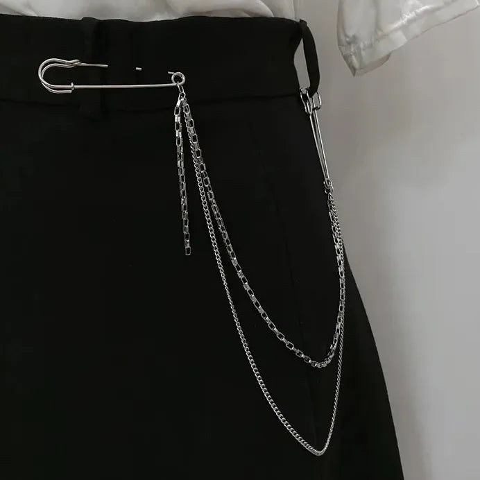 Punk Double Chain Zinc Alloy Brooch Unisex Hip Hop Street Fashion Jewelry