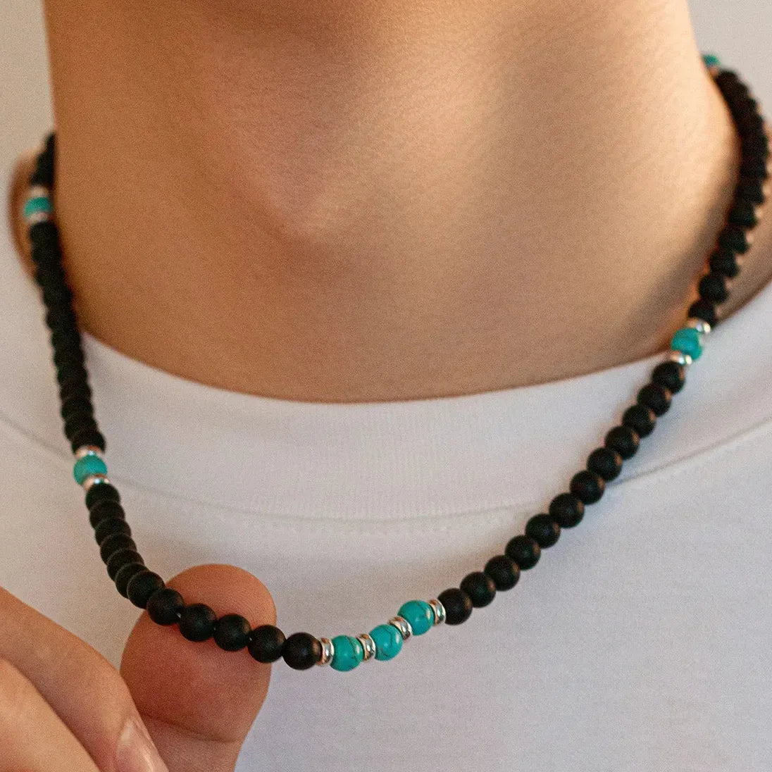 Handmade Men's Resin Beads Necklace Trendy Hip Hop Jewelry Gift