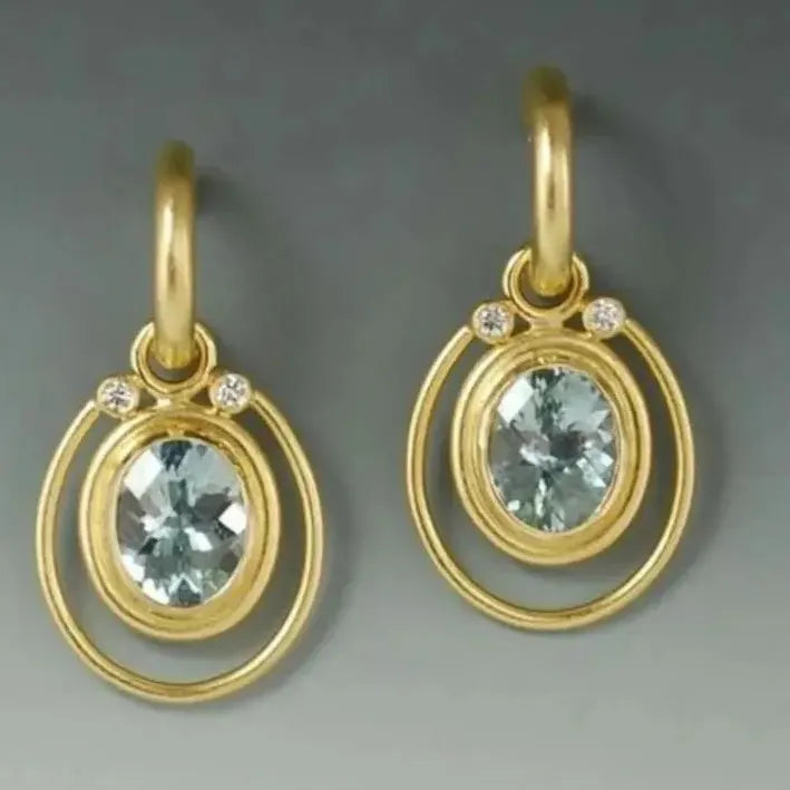Delicate Gold Color Inlay Rhinestone Dangle Earrings for Women Zinc Alloy Jewelry Gift