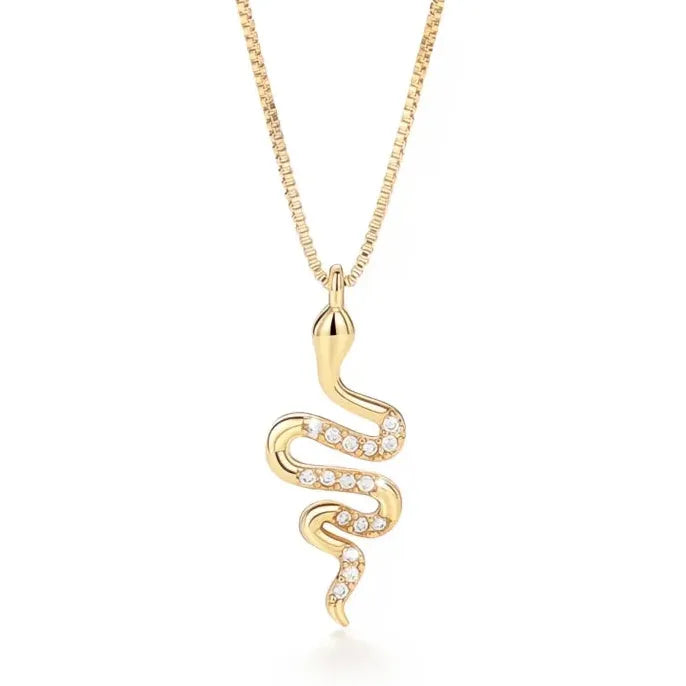 Geometric Snake Pendant Necklace with Cubic Zirconia Copper Alloy Gift for Women