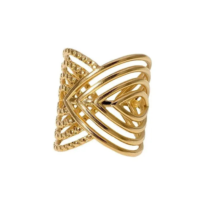 Vintage Stainless Steel Geometric Asymmetric Hollow Ring Punk Jewelry Gift Women