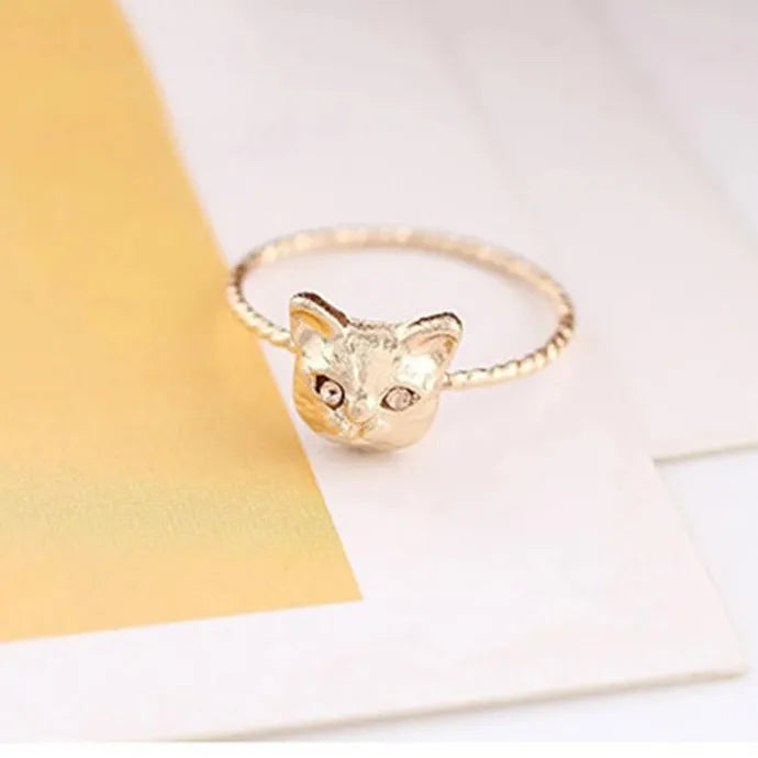 Animal Finger Ring for Women Zinc Alloy Cat Design Anniversary Jewelry