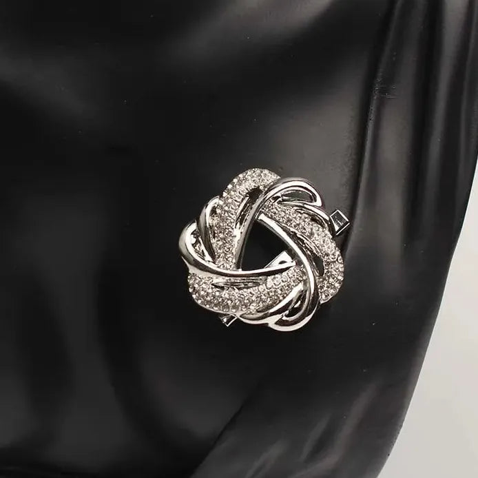 Floral Silk Scarf Pin Brooch for Women Elegant Jewelry Gift
