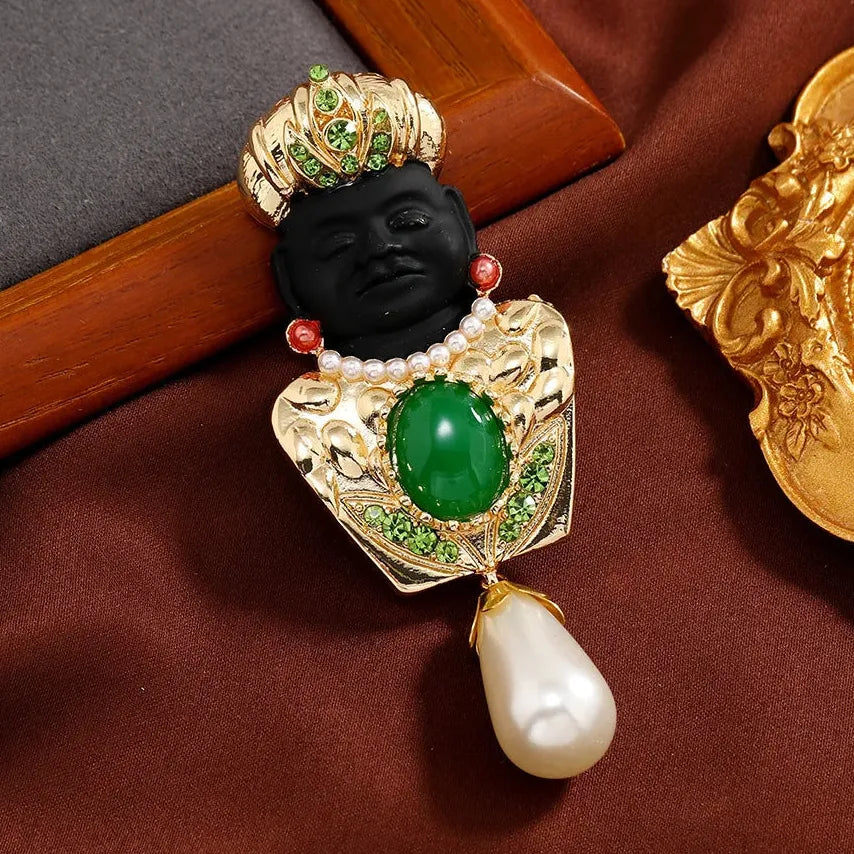 Vintage Luxury Ancient Egyptian Black Moor Classic Brooch for Women