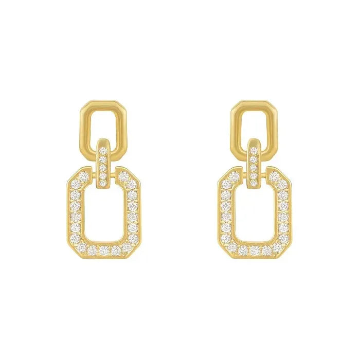 Luxury Micro Inlaid Zircon Geometric Square Dangle Earrings Women 2024 Party Jewelry
