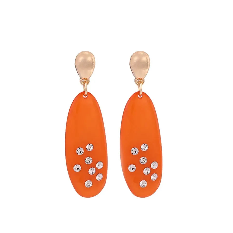 Vintage Long Oval Rhinestone Drop Earrings for Women Ladies Jewelry Gift