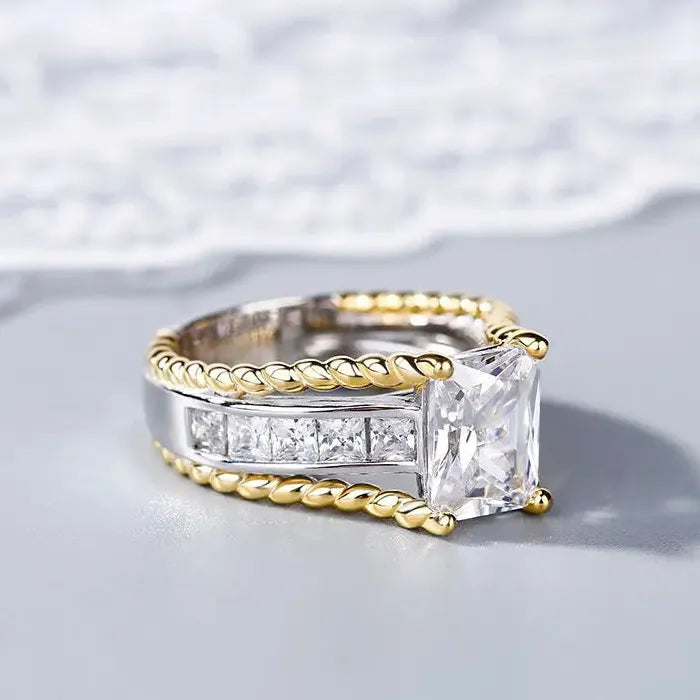 Creative Simple Zinc Alloy and Glass Fashion Ring for Women European American Style