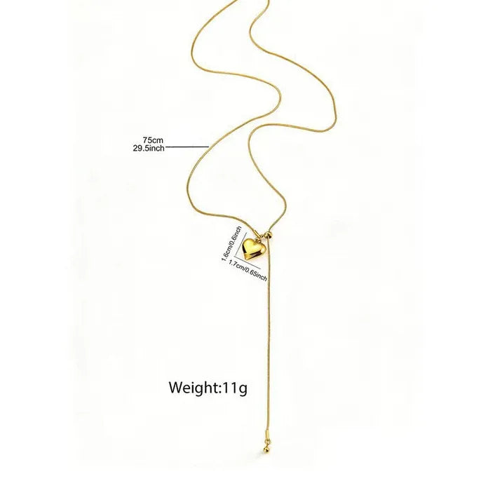 Luxury Stainless Steel Heart Pendant Necklace for Women Adjustable Chain