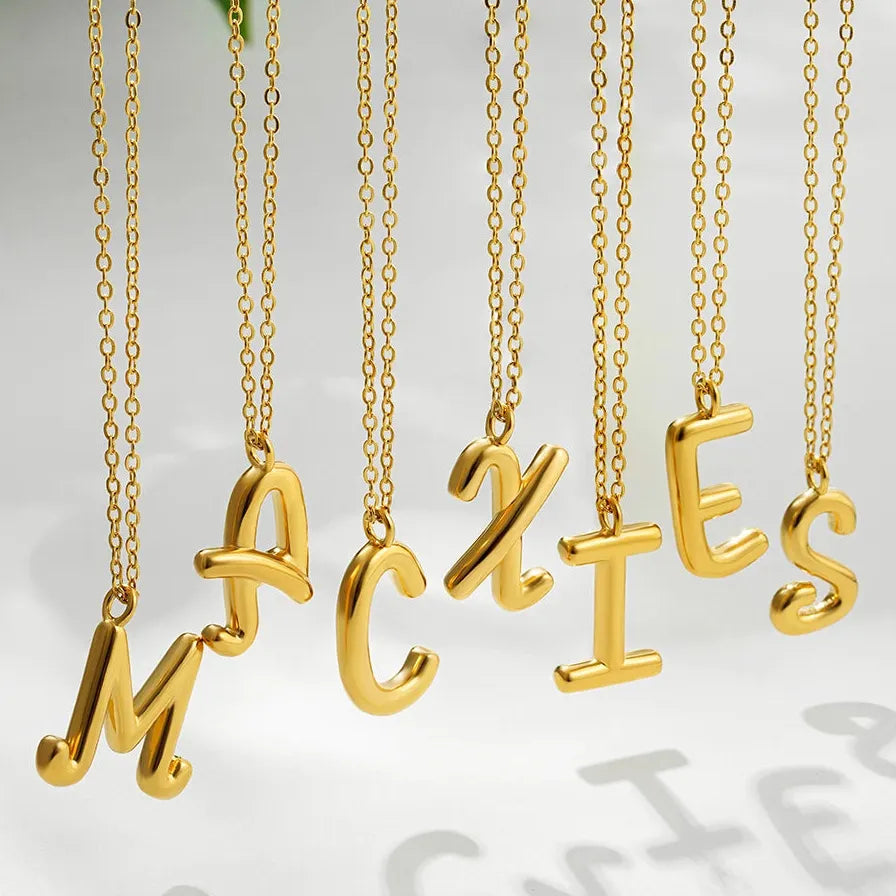 18K Gold Plated A-Z Initial Necklace Waterproof Alphabet Choker Jewelry Gift Women