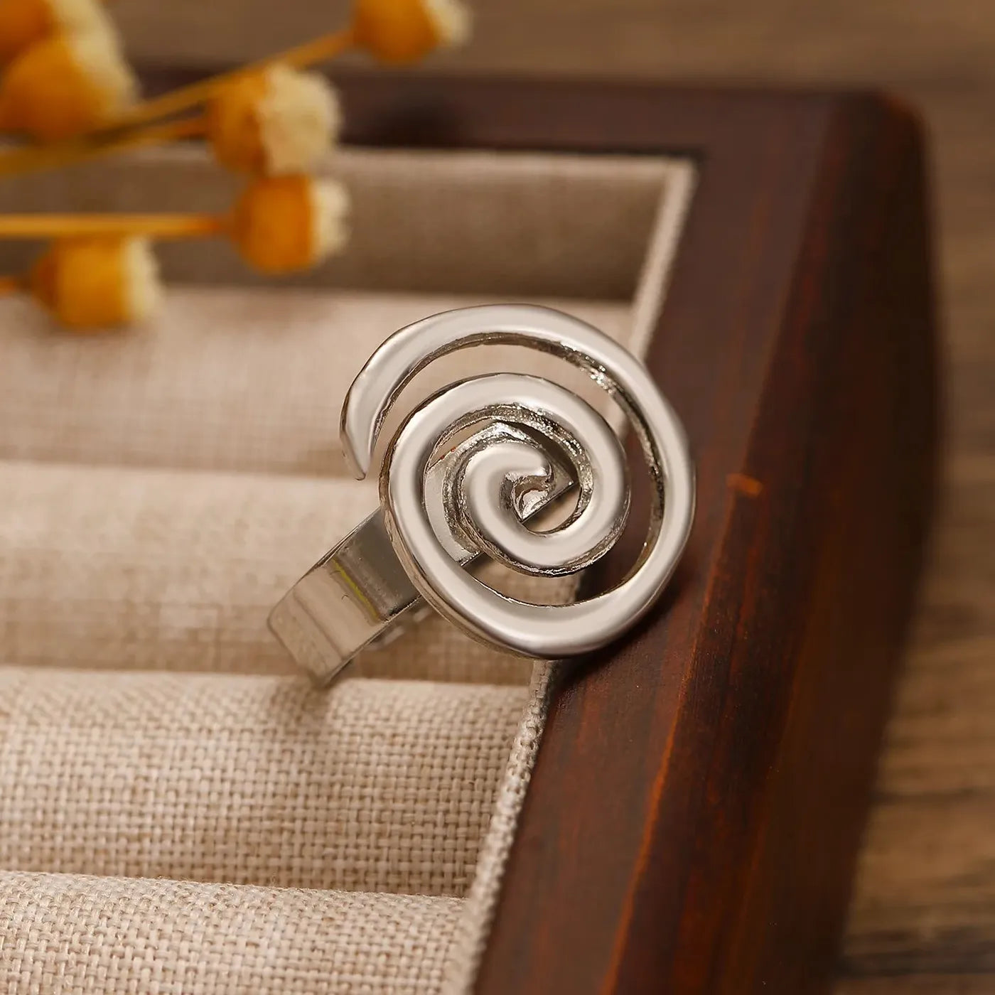 Minimalist Geometric Vortex Ring for Women Stainless Steel 18K Waterproof Jewelry