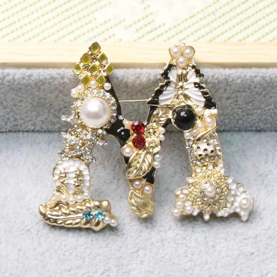 Luxury Letter M Brooch for Men Women Wedding Gift Stylish Accessory