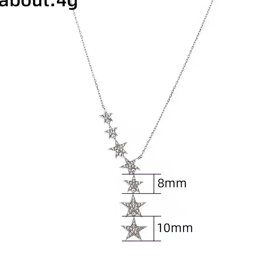 Women’s Geometric Star Pendant Necklace with Shiny CZ Inlay Gift