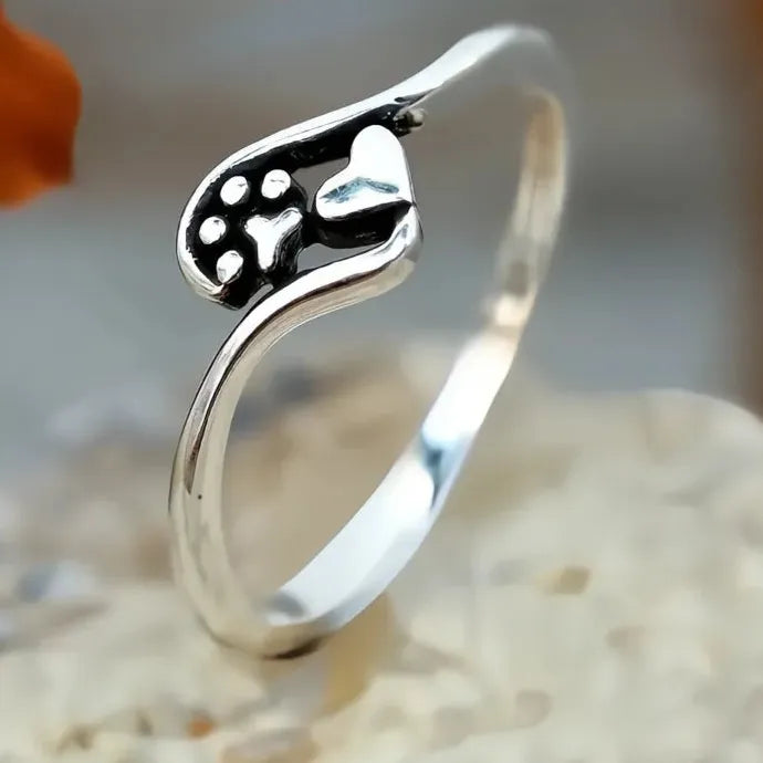 Heart Pet Footprint Brass Ring Trendy Cute Women’s Daily Jewelry