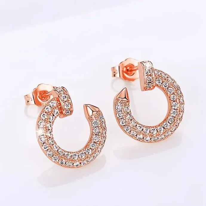 Modern Women’s Geometric CZ Stud Earrings Copper Alloy Sparkling Jewelry