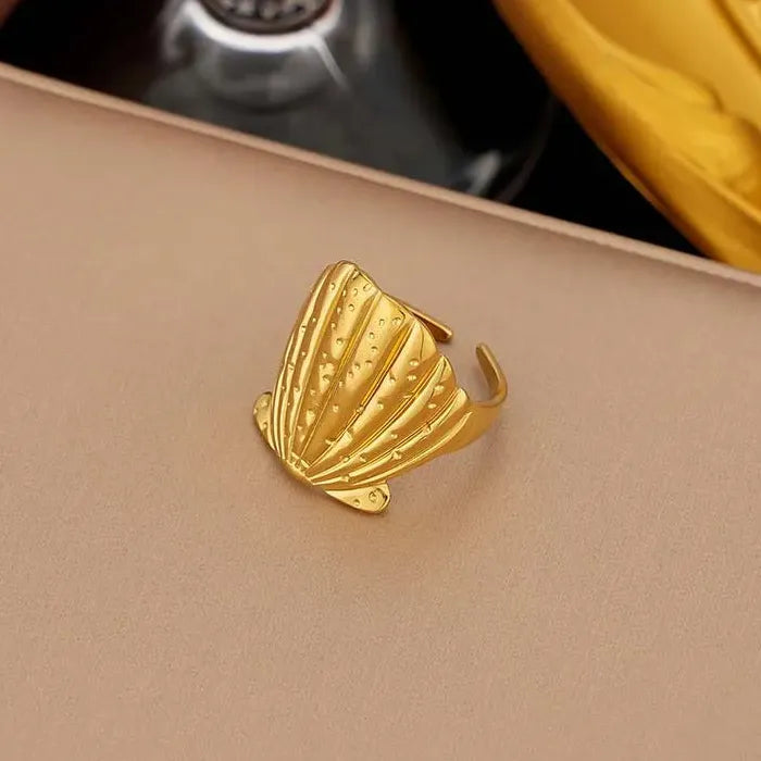 Stainless Steel Adjustable Starfish Open Ring Vintage Gold Jewelry Trendy