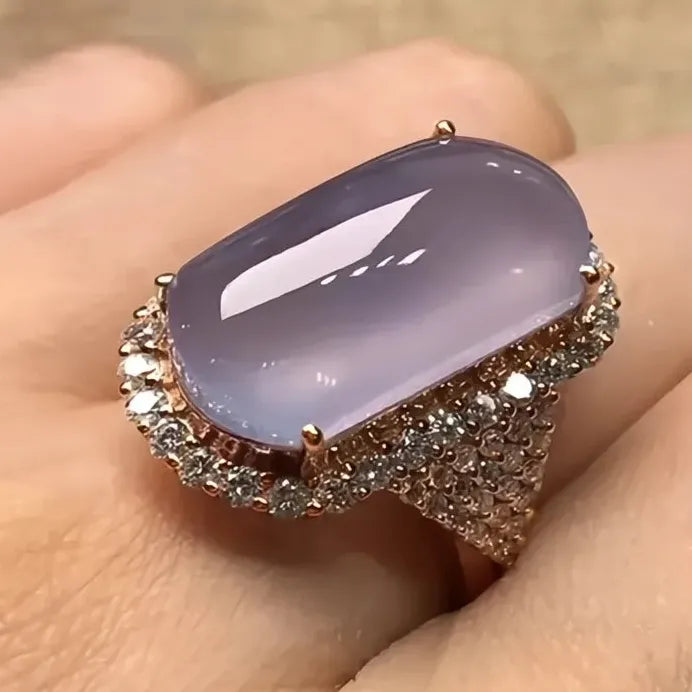 Elegant Imitation Moonstone CZ Brass Cocktail Ring for Women Gift