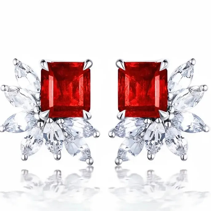 Gorgeous Women's Blue White Round Cubic Zirconia Stud Earrings Luxury Wedding Party Jewelry