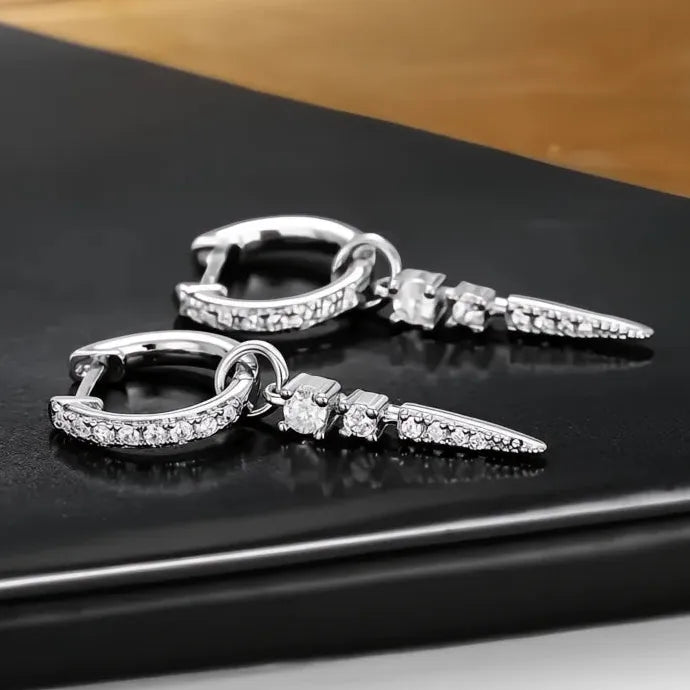 Trendy Cool Girl Copper Alloy Earrings with Sparkling Cubic Zirconia Pendant