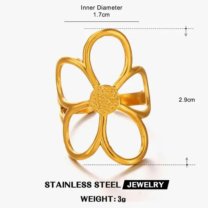 Adjustable Silver Zircon Skeleton Flower Ring for Women Copper Jewelry Gift