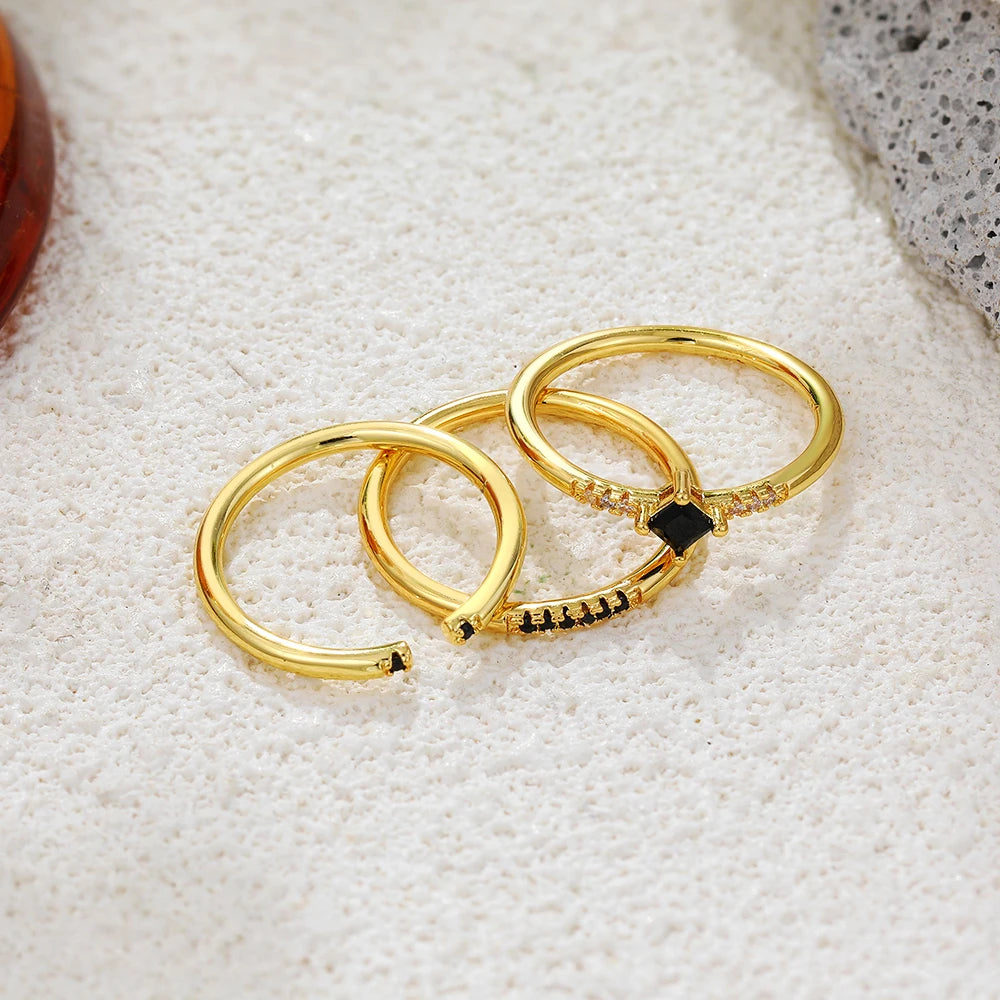 2026 3pcs Zircon Circle Ring Set Stainless Steel Wedding Bands Rust Proof Glossy