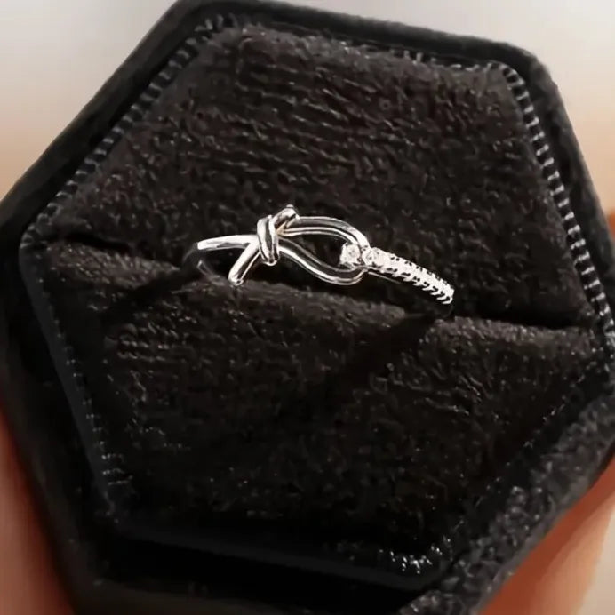 Trendy Brass Knot Cubic Zirconia Rings for Women Party Jewelry