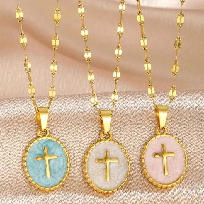 Cross Pendant Necklace for Women Girls Minimalist Geometric Charm Jewelry