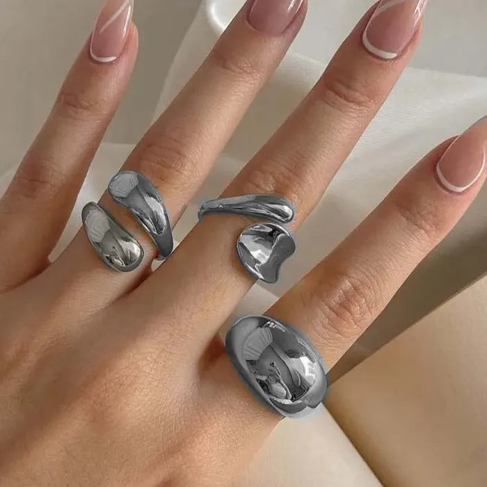 Gold Geometric Open Rings Set for Women Trendy Fashion Jewelry Stackable