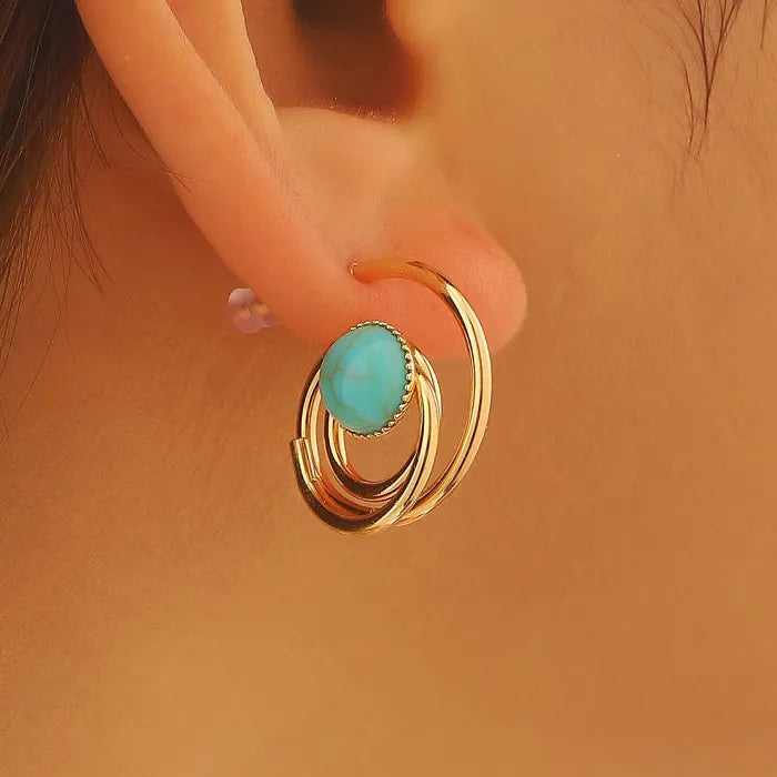 Vintage Zinc Alloy Pearl Drop Earrings Cat's Eye Dangle Jewelry Gift for Women