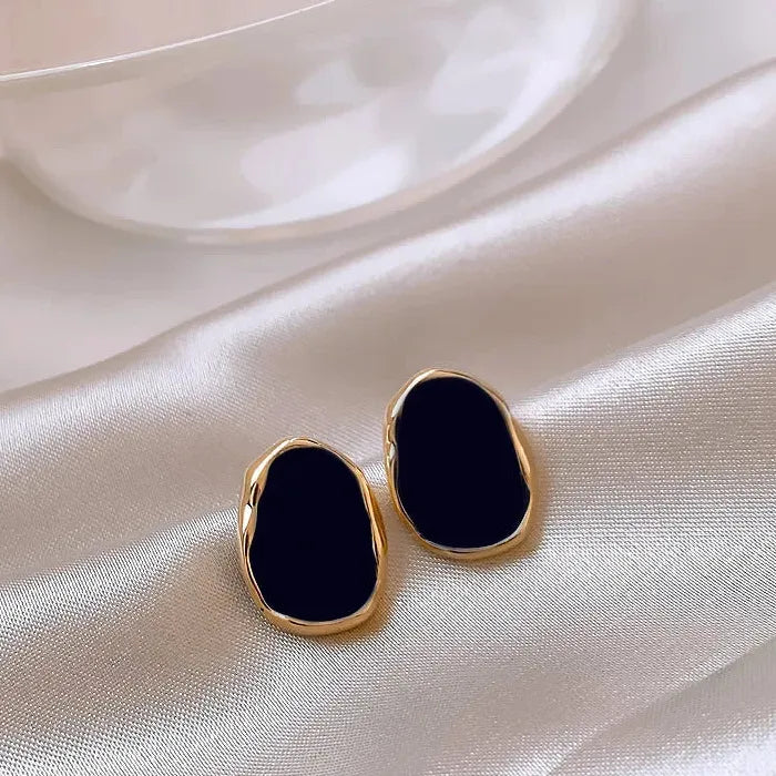 2026 Black Irregular Zinc Alloy Earrings for Women Vintage Jewelry