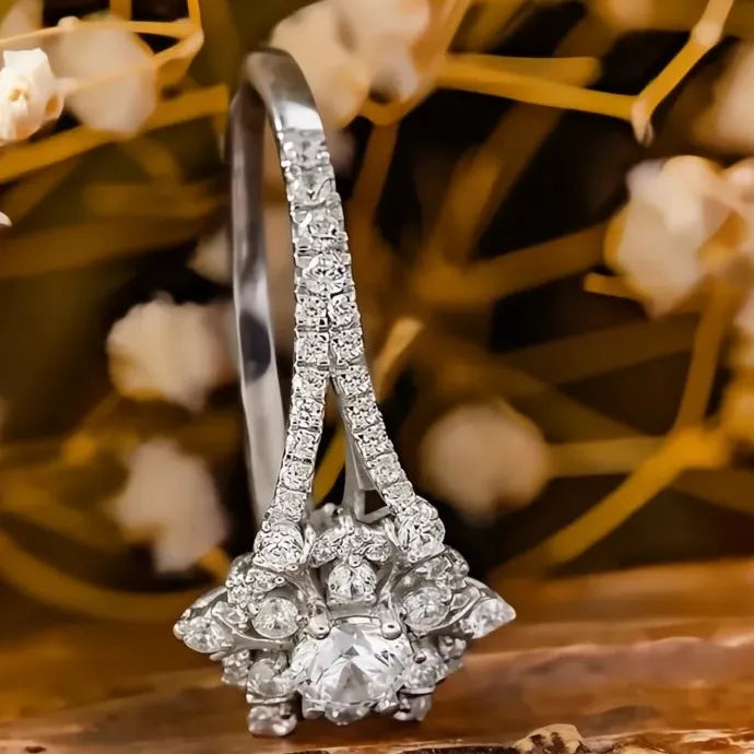 Luxury Snowflake CZ Brass Rings for Women Wedding Party Jewelry