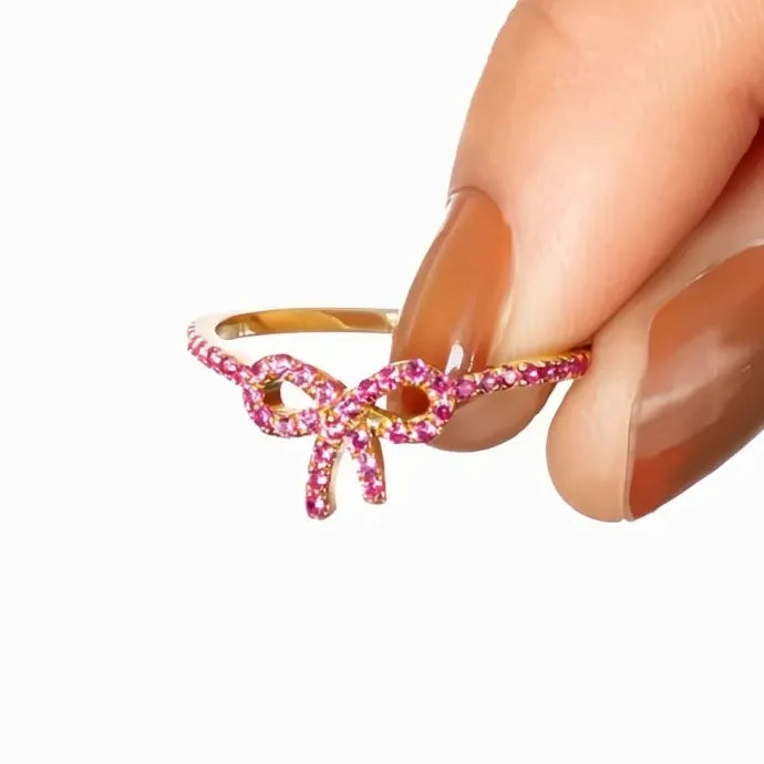 Bowknot Cubic Zirconia Brass Engagement Ring for Women Wedding Jewelry
