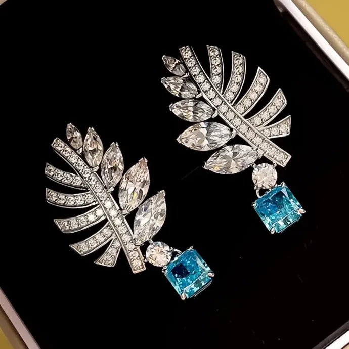 Elegant Blue Cubic Zirconia Copper Alloy Drop Earrings for Party Gift