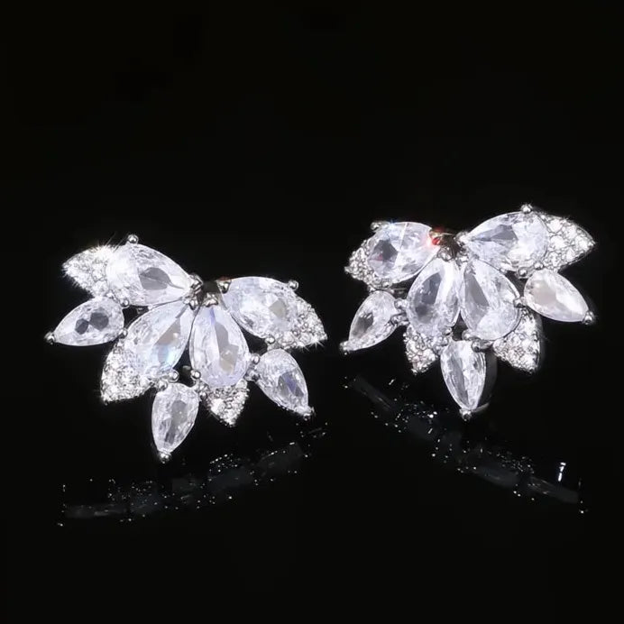 Geometric Cubic Zirconia Stud Earrings for Women Bridal Wedding Jewelry