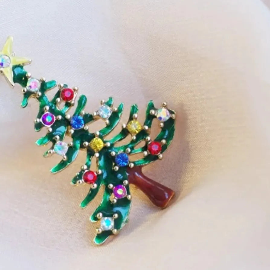 Elegant Colorful Christmas Tree Brooch Jewelry Gift for Women Men