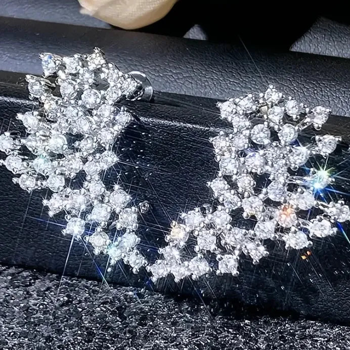 Geometric Cubic Zirconia Stud Earrings for Women Elegant Wedding Jewelry