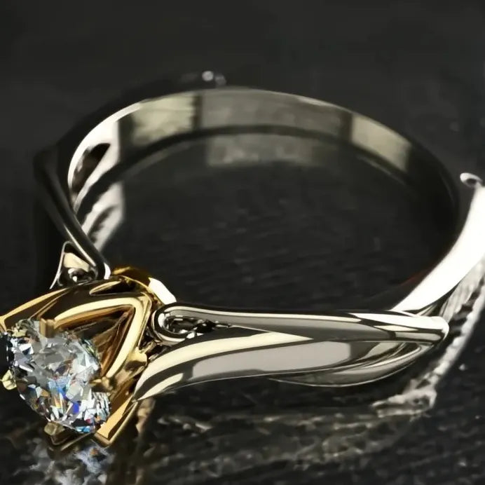 Two Tone Cubic Zirconia Wedding Rings for Women Engagement Collection