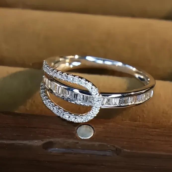 Modern Cubic Zirconia Pave Wedding Rings for Women Elegant Jewelry