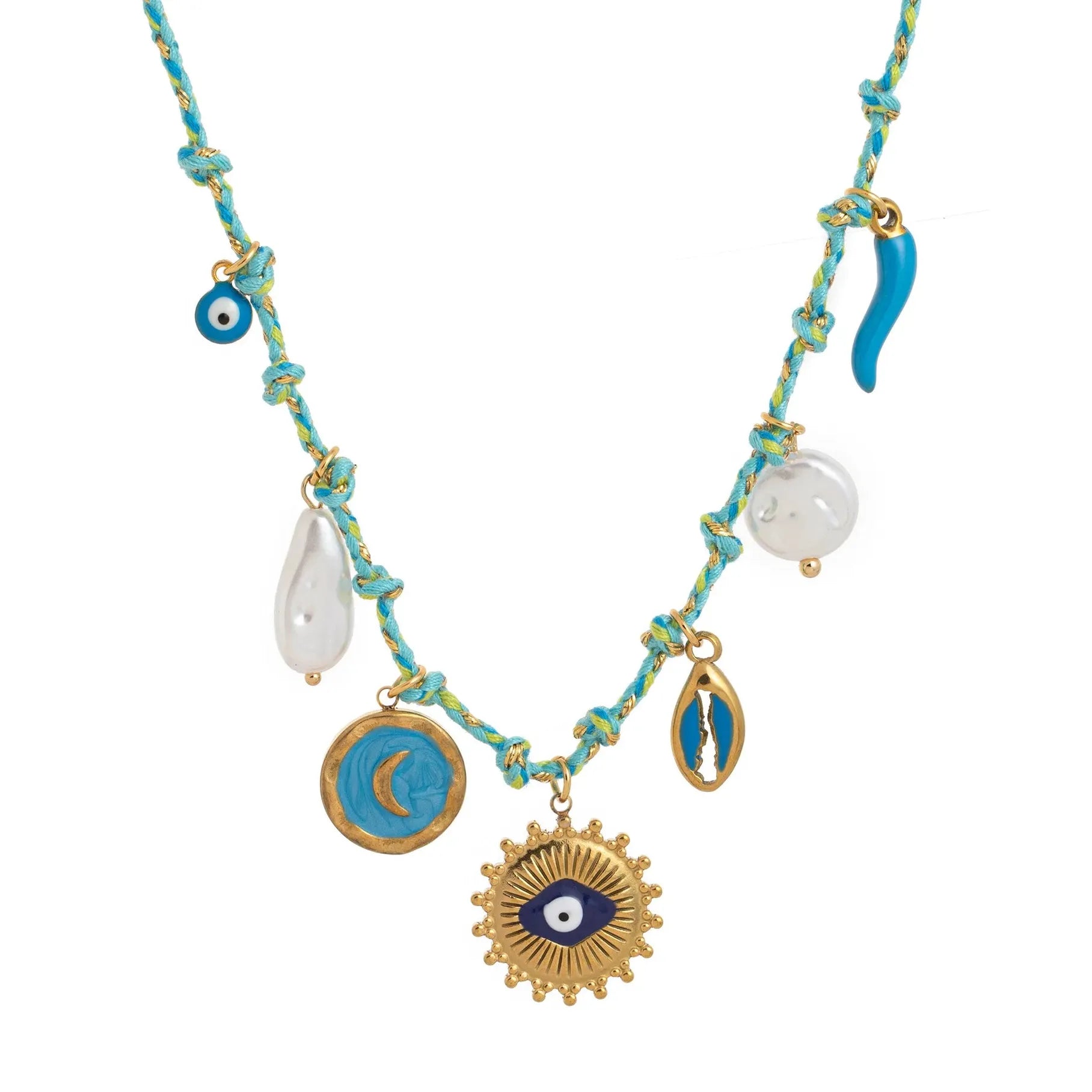 Pearl Marine Organism Pendant Choker Necklace Rope Shell Coral Beach Jewelry