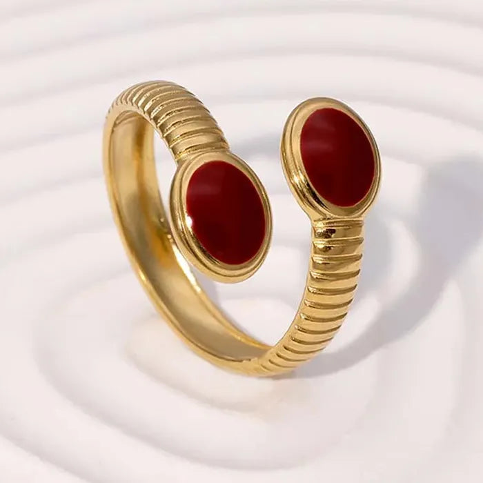 Adjustable Vintage Red Drip Oil Heart Ring for Women Stainless Steel 2025 Jewelry