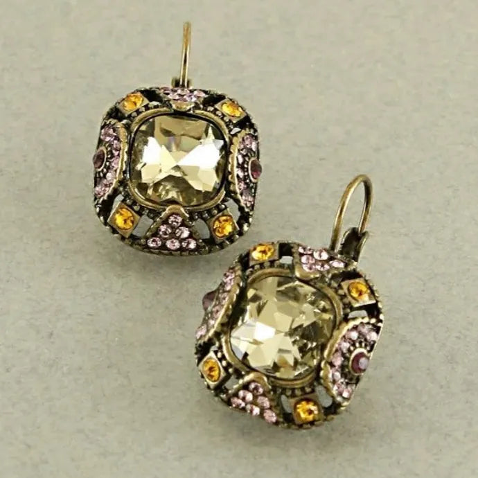 Elegant Imitation Crystal Geometric Drop Earrings for Women Party Jewelry Gift