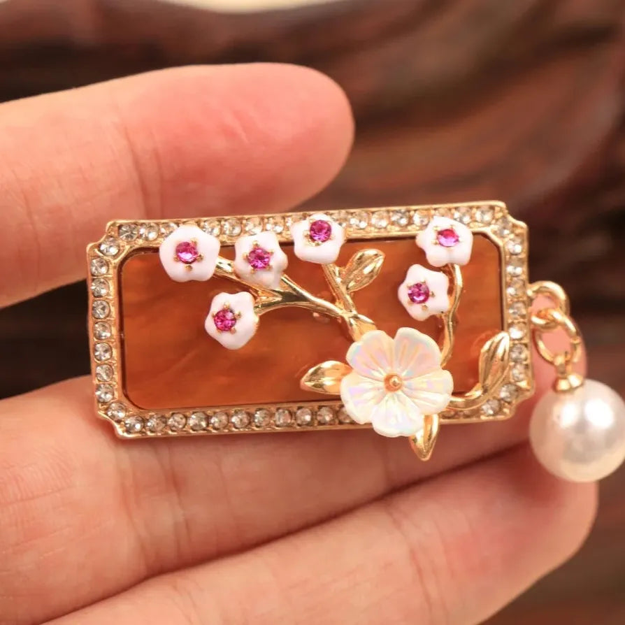 Classic Plum Blossom Brooch Chinese Floral Jewelry Gift for Women