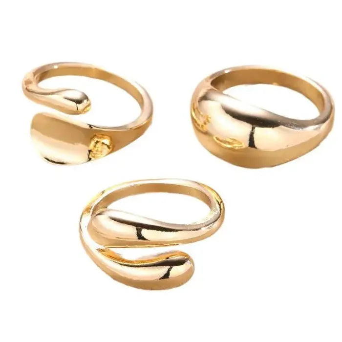 3Pcs Punk Metal Open Rings Set Vintage Y2K Fashion Jewelry for Women Men Party