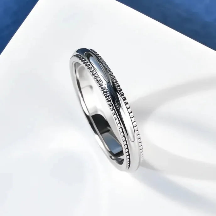 Minimalist Silver Tone Geometric Brass Ring for Women Wedding Engagement Band Jewelry