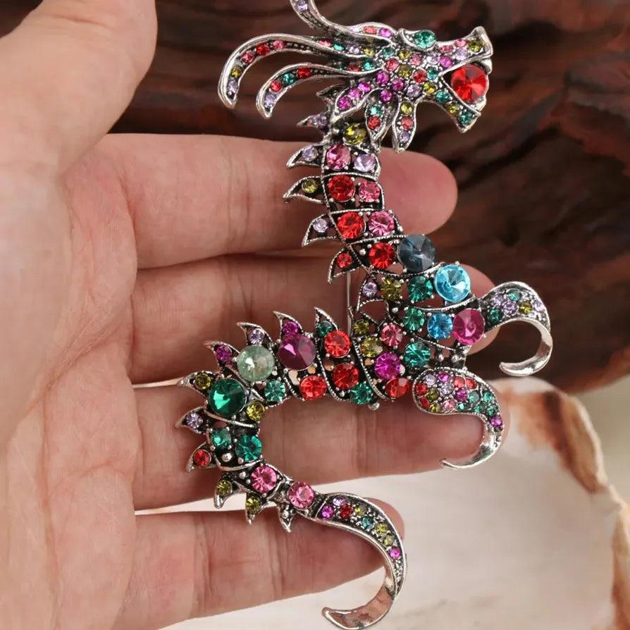 Vintage Luxury Flying Dragon Brooch Pin Classic Style for Men & Women