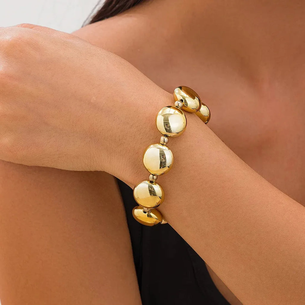 Vintage Geometric CCB Bead Bracelet for Women Elastic Punk Charm Bangle Gift Jewelry