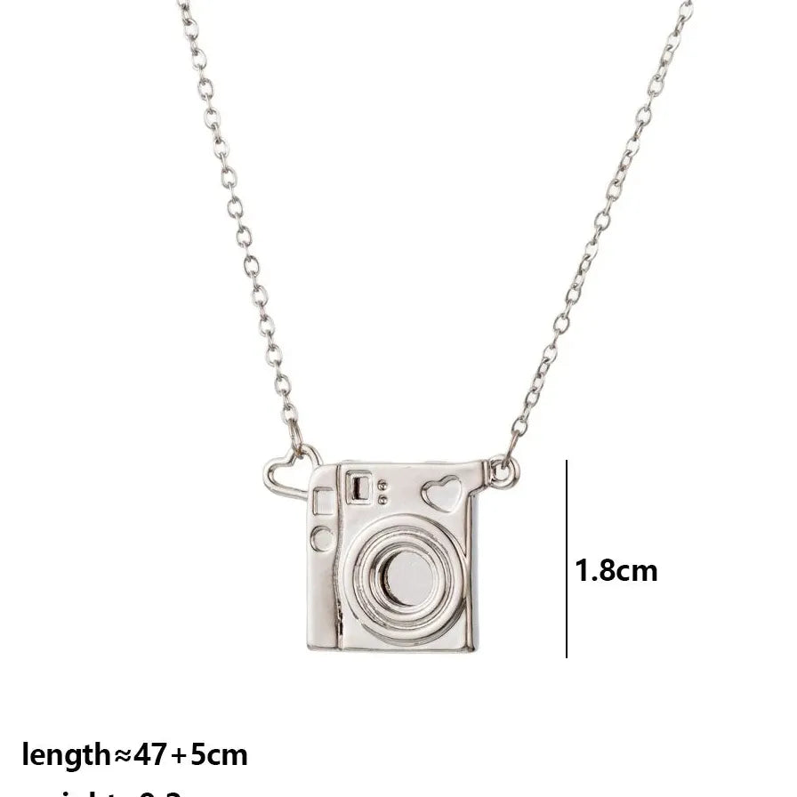 Personality Pull-Out Photo Album Camera Pendant Necklace Stainless Steel Choker Gift